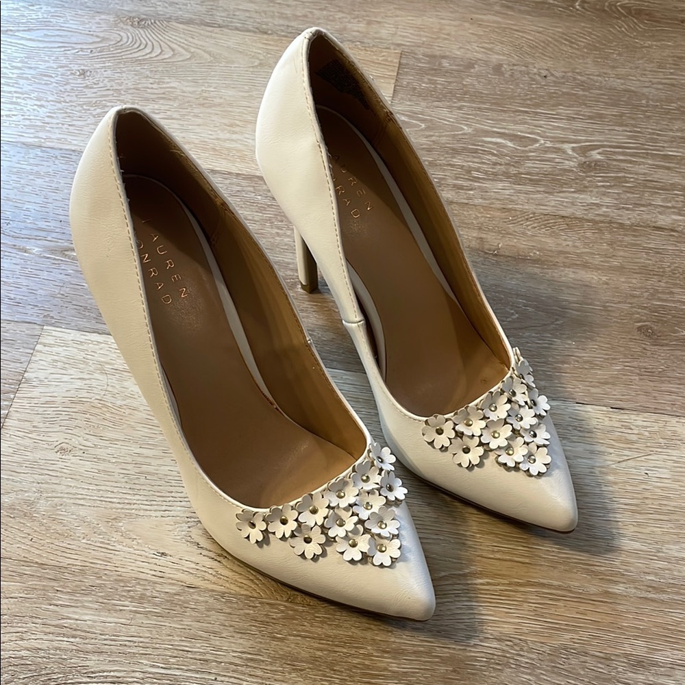 Lauren Conrad Cream Floral Heels